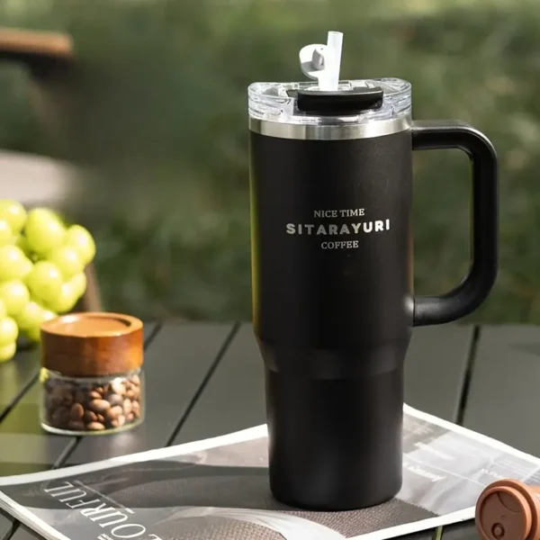 Stainless Steel Insulated Tumbler 900ml with Straw and Handle