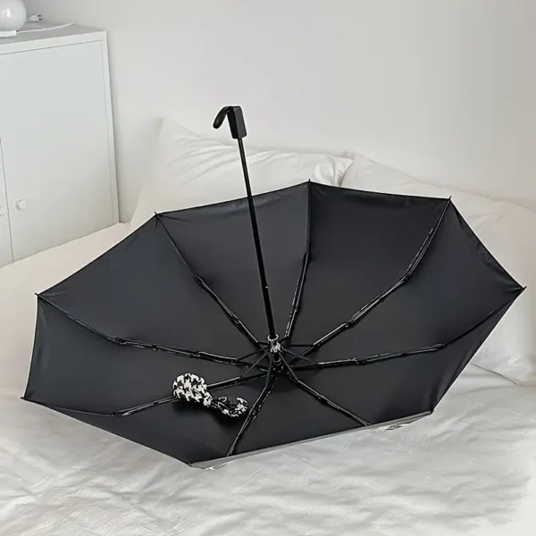 French Vintage Houndstooth Automatic Umbrella for Women