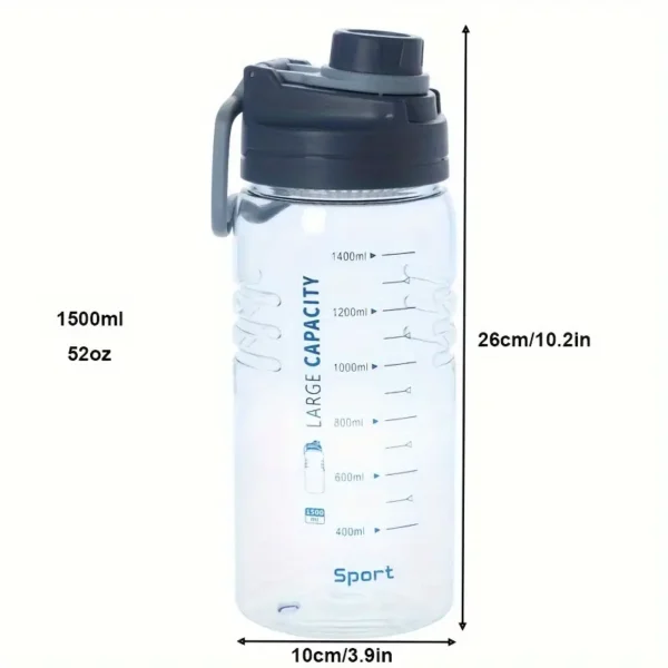 1.5L Large Capacity Sports Water Bottle - Blue