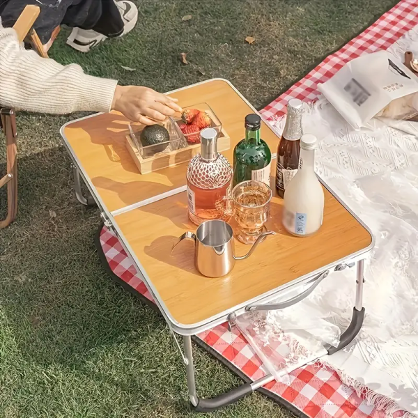 Wood Color Folding Table for Bed