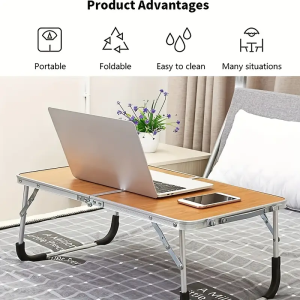 Wood Color Folding Table for Bed