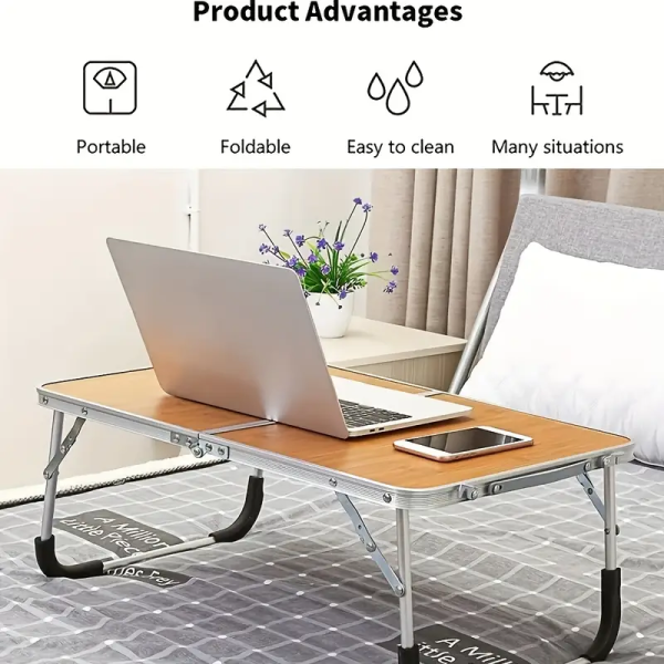 Wood Color Folding Table for Bed