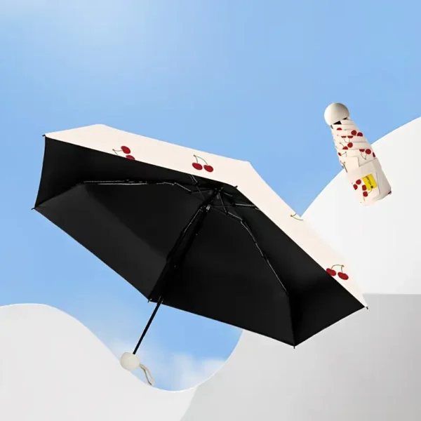Adorable Cherry Print Folding Umbrella 