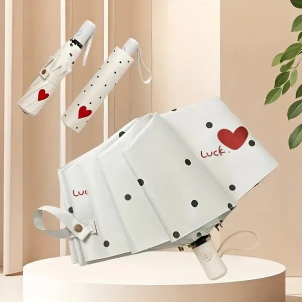 Automatic Open Sunshade Umbrella with Love Print Pattern Illustration