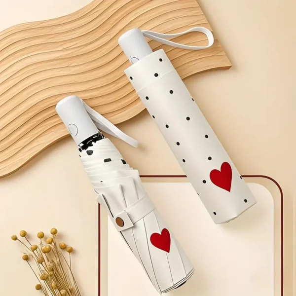 Automatic Open Sunshade Umbrella with Love Print Pattern Illustration