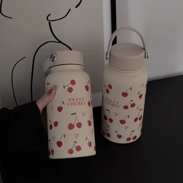 22oz Cherry Heart Series Sports Water Bottle with Handle