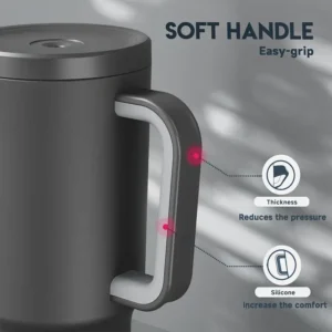 30oz Black Stainless Steel Tumbler with Handle