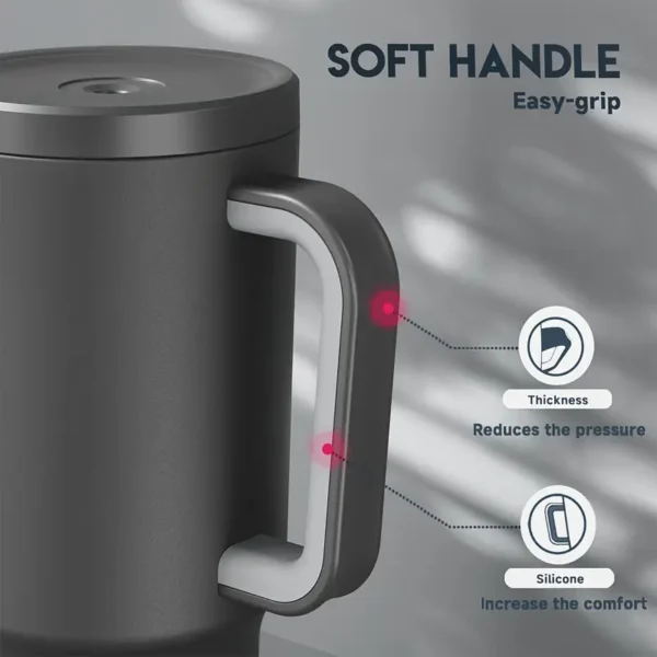30oz Black Stainless Steel Tumbler with Handle