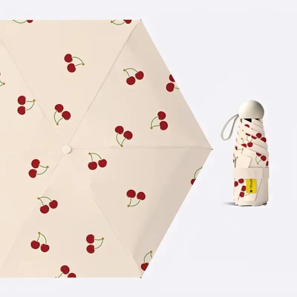 Adorable Cherry Print Folding Umbrella 