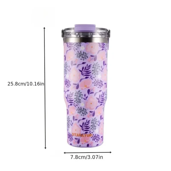 Luxury Floral Stainless Steel Insulated Tumbler 900ml 