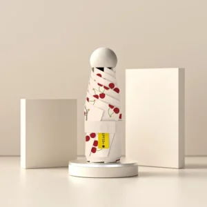 Adorable Cherry Print Folding Umbrella 