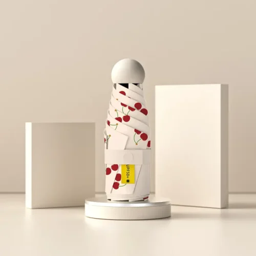 Adorable Cherry Print Folding Umbrella 