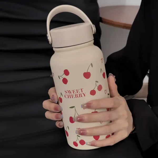 22oz Cherry Heart Series Sports Water Bottle with Handle