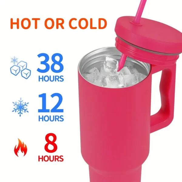 40oz Insulated Tumbler with Handle & Straw