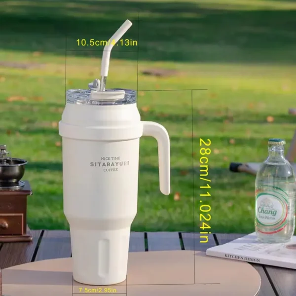 47.3oz Portable Insulated Tumbler With Handle And Straw Lid